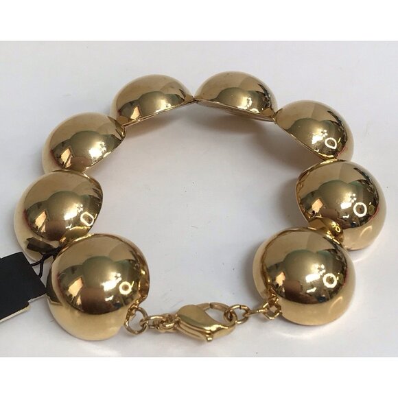 Vintage Monet Domed Link Bracelet Gold Plated Large Chunky Round Dome - Picture 3 of 10